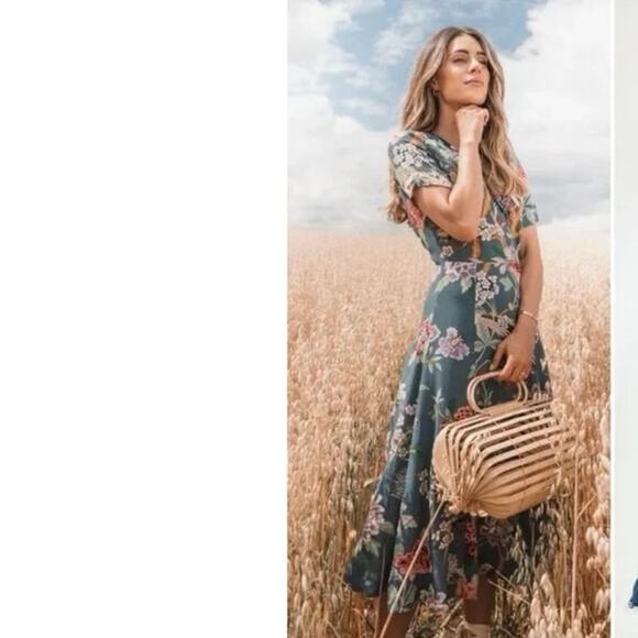 GP & J Baker‎ H&M Dress Midi Blue Floral Print Tea Dress - Picture 8 of 15